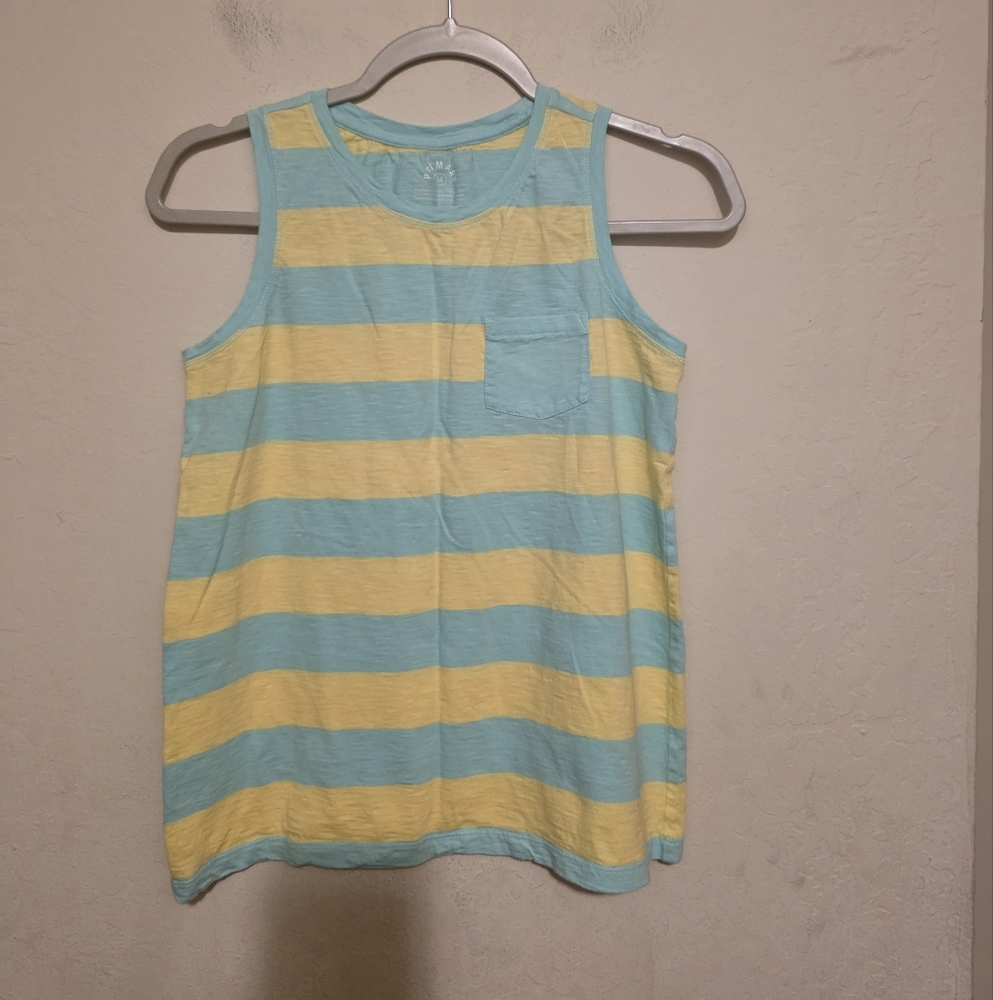 Primary striped yellow and blue tank top size 14